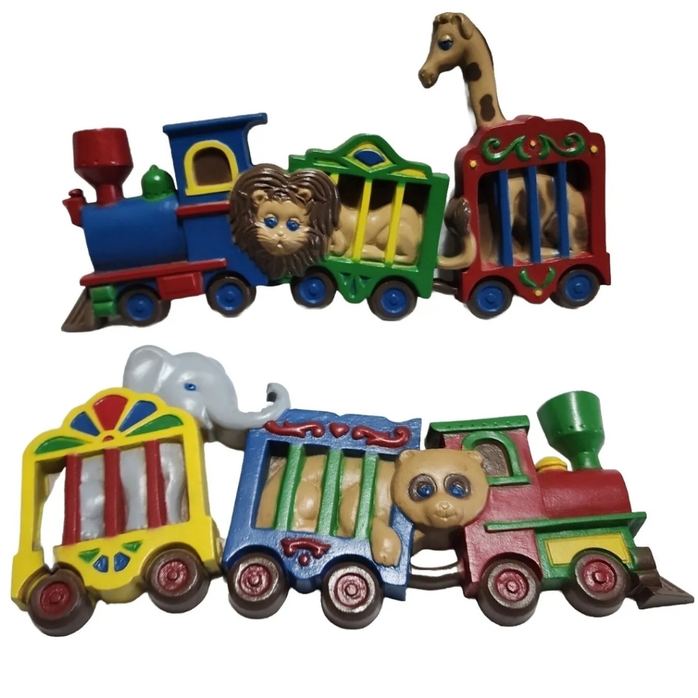 Vtg Circus Train Wall Hanging USA Zoo Nursery Home Interiors In Box Baby Room